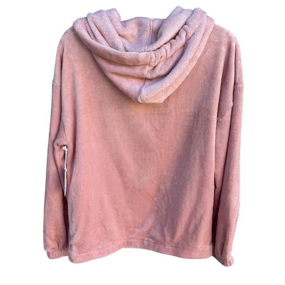 Lauren Conrad Womens Pink Thick Velour Long Sleeve Hooded Sweatshirt Top New M - Picture 7 of 12